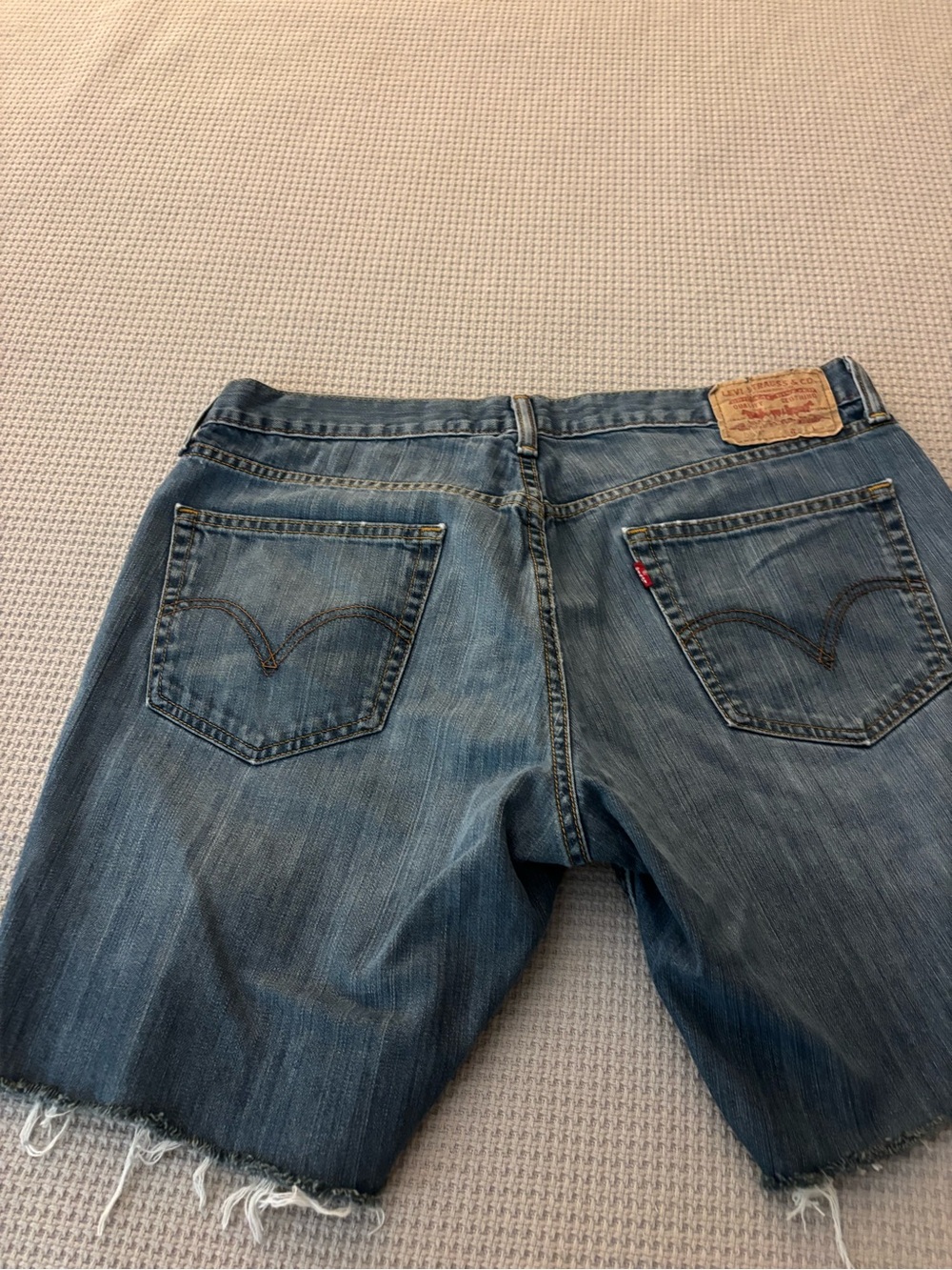 Levi's Men's Faded Blue Cut-Off Denim Shorts